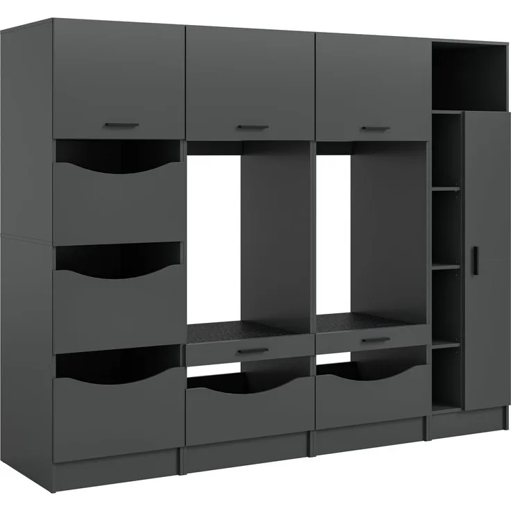 welltime Mehrzweckschrank-Set FALAS, TOPSELLER!, 4-teilig, Hauswirtschaftsraum Set, Breite 292 cm, (Set, 4-St, 2x Waschmaschinenumbauschrank, 1x Wäscheschrank & 1x Mehrzweckschrank), Kombination, Waschmaschinenumbau, Waschmaschinenschrank, Wäschekammer