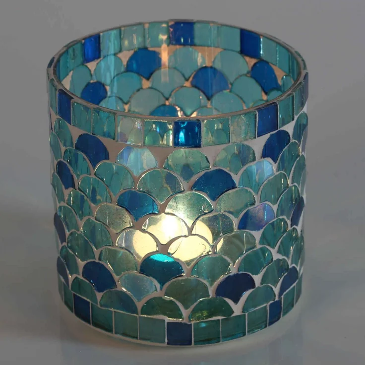 Orientalisches Mosaik Windlicht Athen Hellblau M – Bild 2