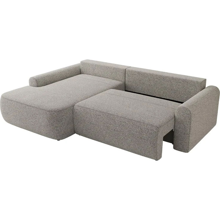Ecksofa, L-förmiges, lose Kissen, DL-Schlaffunktion, (H 100 x T 187 x B 273 cm) - CUBO L - Struktur Hellgrau - linke Seite – Bild 5