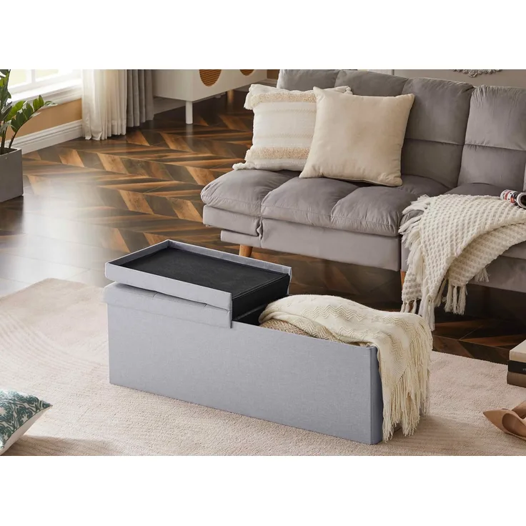 Zedelmaier Sitzbank 114cm mit Stauraum, Sitztruhe,faltbar Aufbewahrungsbox,Fußbank (ZD114-QS), Fußhocker max. Belastbarkeit 300 kg, 120 L, 114x38x38 cm