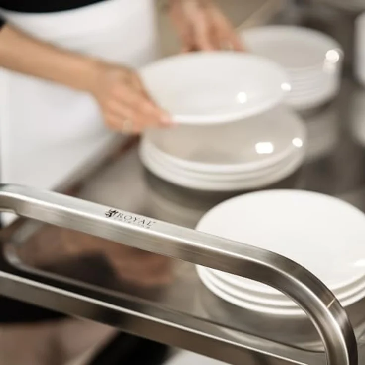 Royal Catering Servierwagen 3 Borde Edelstahl Teewagen Küchenwagen Gastro Servierhilfe 4 Räder – Bild 4
