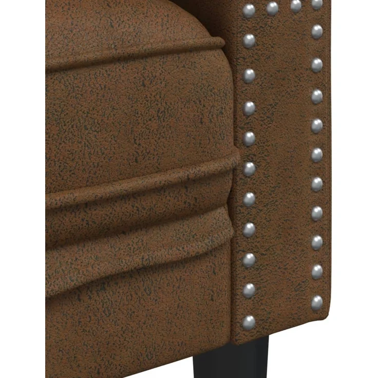 vidaXL Chesterfield-Sofa 2-Sitzer Braun Kunstleder in Wildleder-Optik 372692 – Bild 6