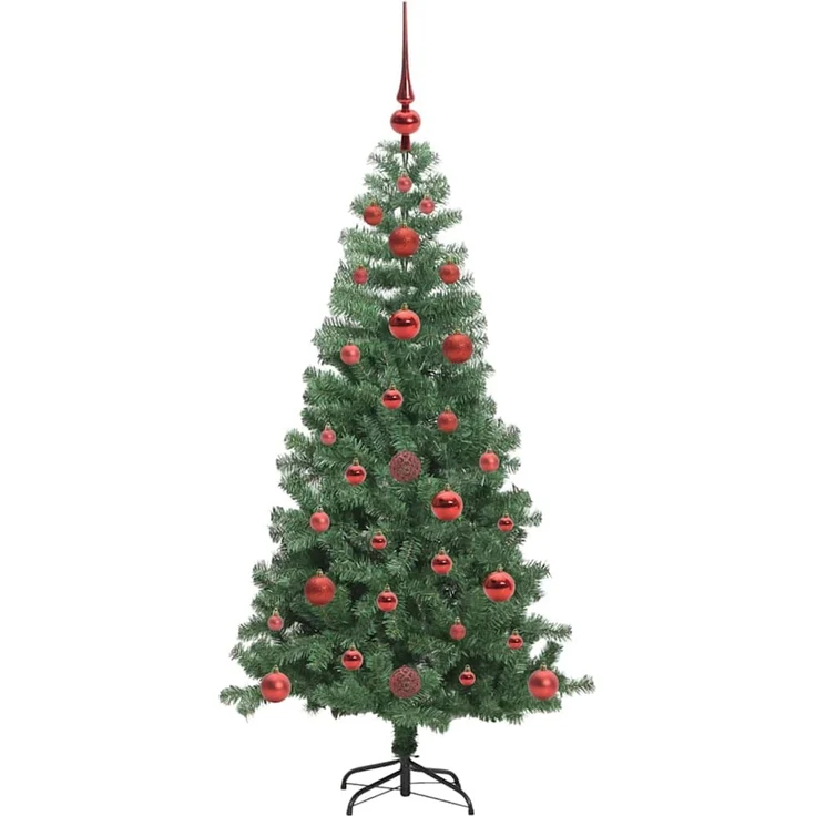 vidaXL Weihnachtsbaum mit LED-Beleuchtung Grün 120 cm PVC und Stahl 3396358 – Bild 4