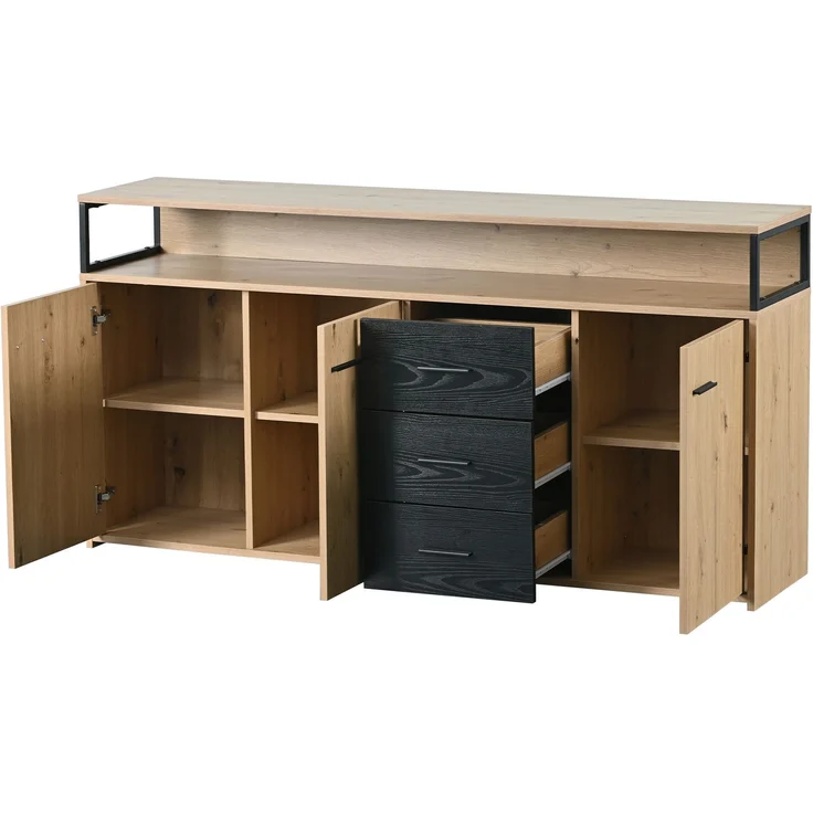 ZUBALIYA Küchenschrank 150x35x75,9 cm, aus Spanplatte, Schwarzbraun – Bild 16