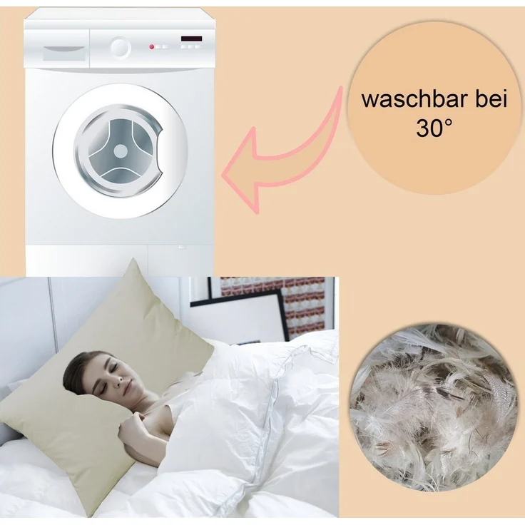 Haus und Deko Kopfkissen 4er Pack Füllkissen Federn Kissen Inlett Kissenfüllung Kopfkissen, Bezug: Baumwolle, seitenschläfer,rückenschläfer,bauchschläfer – Bild 3