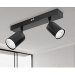 Dehobo Led Deckenstrahler Schwenkbar 350° - Deckenstrahler 2 Flammig Deckenleuchte GU10, LED Wandstrahler Schwarz, Spotlight Lampe Deckenlampe für Wohnzimmer Schlafzimmer Küche, Nein GU10 Leuchtmittel