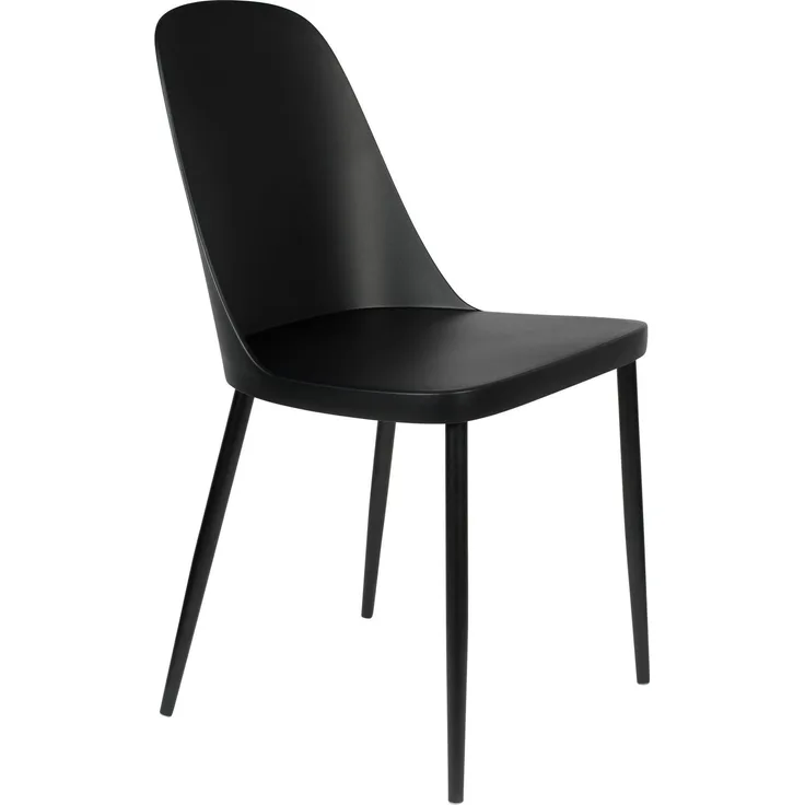 Esszimmerstuhl Pip im 2er-Set, Schwarz mit Metallbeinen für Wohnzimmer 46x53,5x85 cm