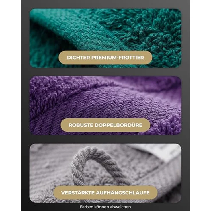 Luckytowel Handtücher Set 50x100 cm, Oeko-TEX Frottee Handtuchset 100% Baumwolle, 600 g/m², flauschig & saugstark, 4er Pack Dunkelblau – Bild 3