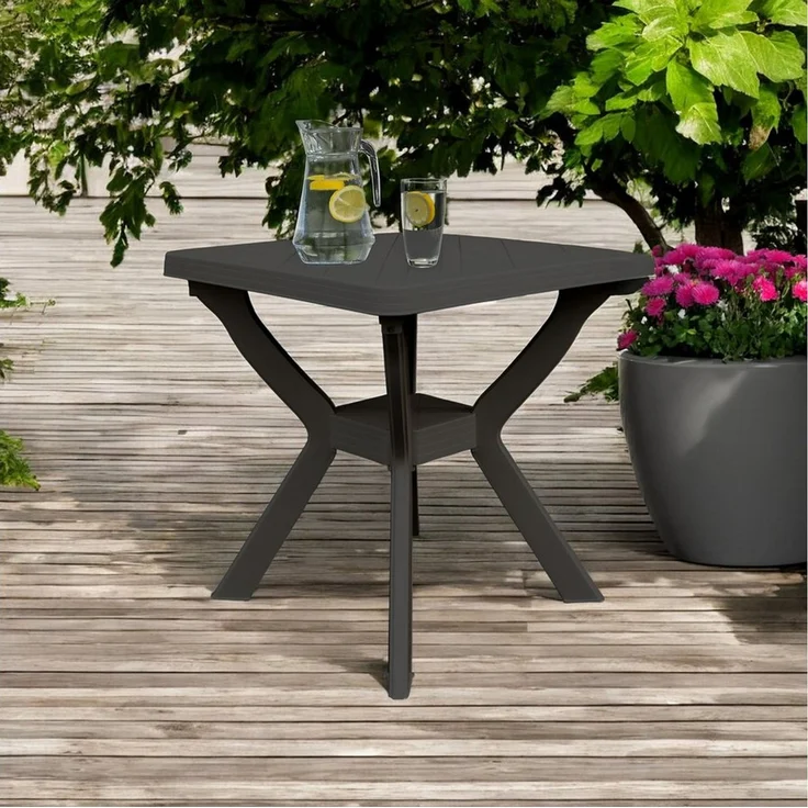 Spetebo Gartentisch Kunststoff Outdor Tisch quadratisch 70 cm (Anzahl, 1-St, Stück), mit modernem X-Gestell – Bild 3