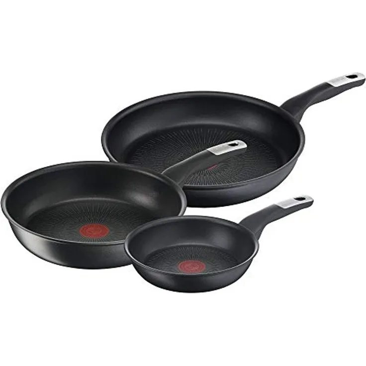 Tefal G25591 Unlimited On 3-teiliges Pfannen-Set | Pfannen 24/28 cm und Wokpfanne 28 cm | kratzfeste Antihaftversiegelung | Thermo-Signal | alle Herdarten + Induktion | einfaches Reinigen | Schwarz