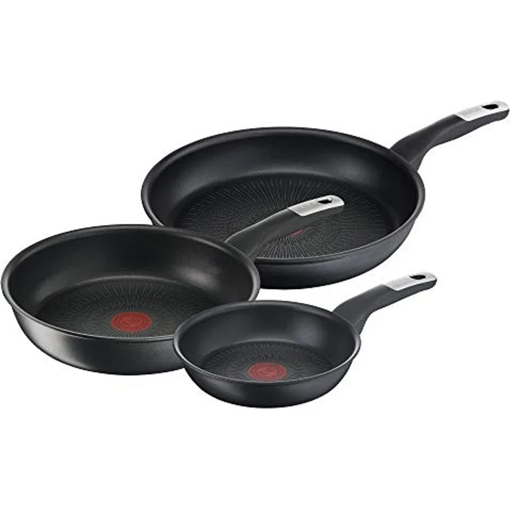 Tefal G25591 Unlimited On 3-teiliges Pfannen-Set | Pfannen 24/28 cm und Wokpfanne 28 cm | kratzfeste Antihaftversiegelung | Thermo-Signal | alle Herdarten + Induktion | einfaches Reinigen | Schwarz – Bild 1