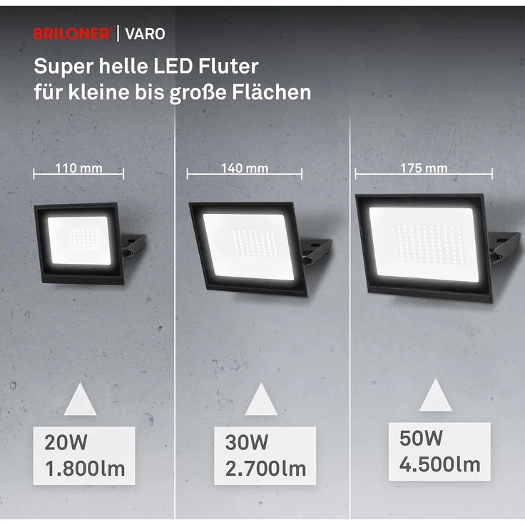 Briloner Leuchten LED Flutlichtstrahler VARO, LED fest integriert, 11x14,5x3 cm, Garage, Garten, Auffahrt – Bild 6