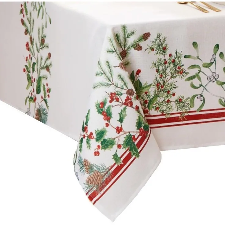 Elrene Home Fashions Tischdecke mit Umrandung im Winterurlaub, dekorative Weihnachtstischdecke, 152,4x304,8 cm, länglich