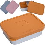 BEARFOOT Lunchbox Brotdose Kinder Edelstahl mit Silikoneinsatz - Braun, Kindergarten und Schule - Mädchen und Jungen, Vesperbox, Snackbox