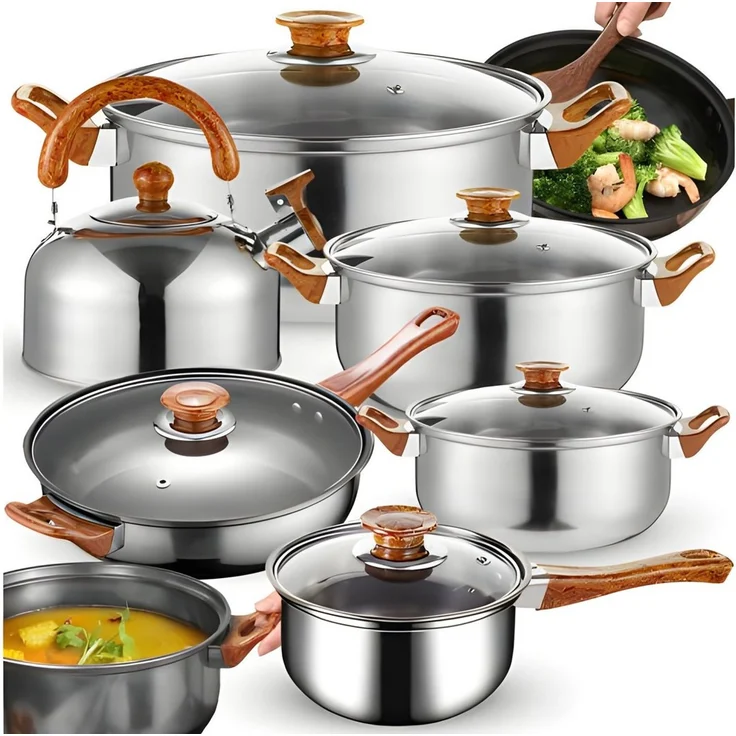 Retoo Topf-Set Kochtopf Set 11-teilig für Induktion & Gas mit Pfanne und Wasserkocher, Edelstahl (Kochgeschirr-Set, 11-tlg, 11-teiliges Kochgeschirr-Set), Für Induktion und Gas geeignet, Antihaftbeschichtung – Bild 3