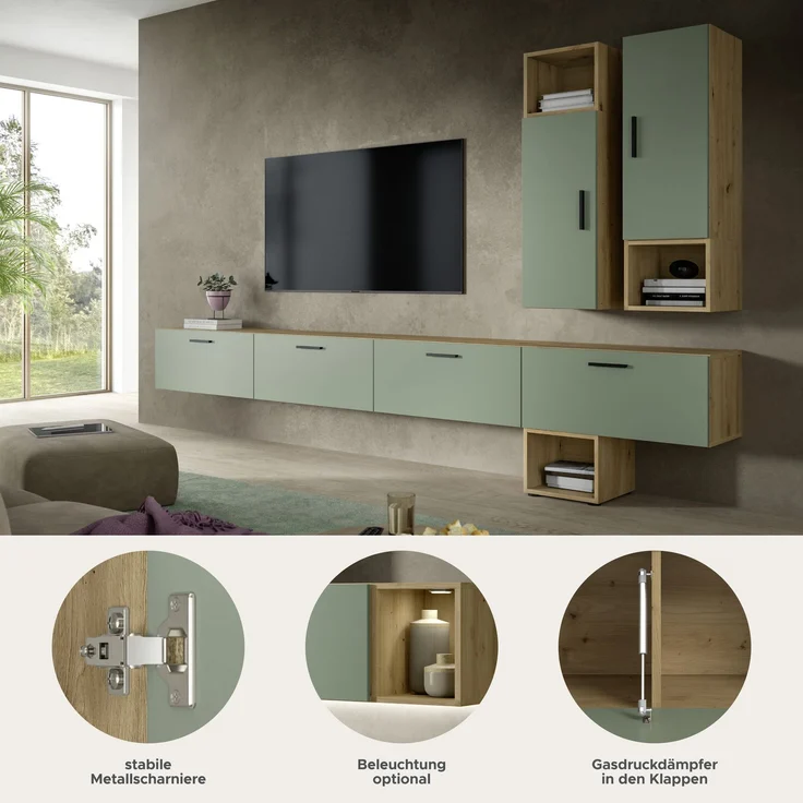 The One Wohnkombination in Smoke Green Nachbildung – Bild 6