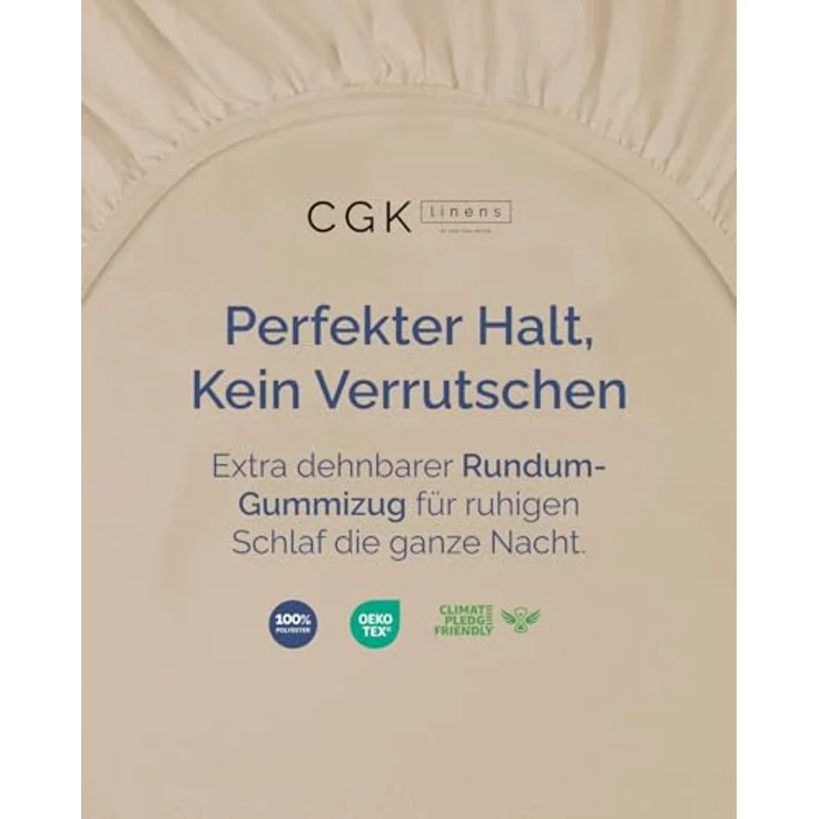Spannbettlaken 90x190 cm Creme - 30cm (12") Tiefe Tasche - Premium Mikrofaser Spannbetttuch - Weich, Knitter- und Bügelfrei - Atmungsaktiv, Hypoallergen und Oeko-TEX Standard 100 Zertifiziert – Bild 2