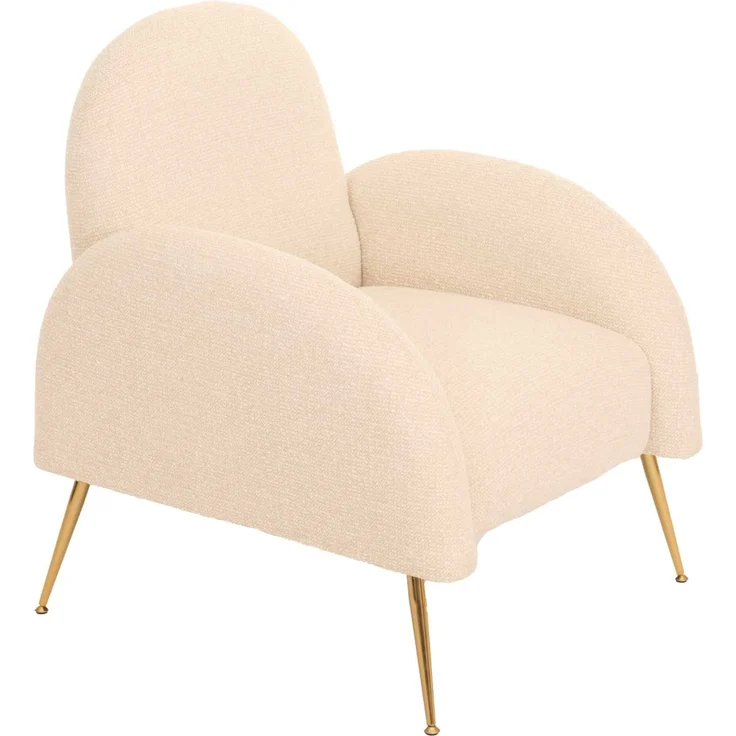 Lounge-Sessel HWC-N69, Cocktailsessel Sessel, Retro Nosagfederung Stoff/Textil Chenille ~ creme-weiß – Bild 8