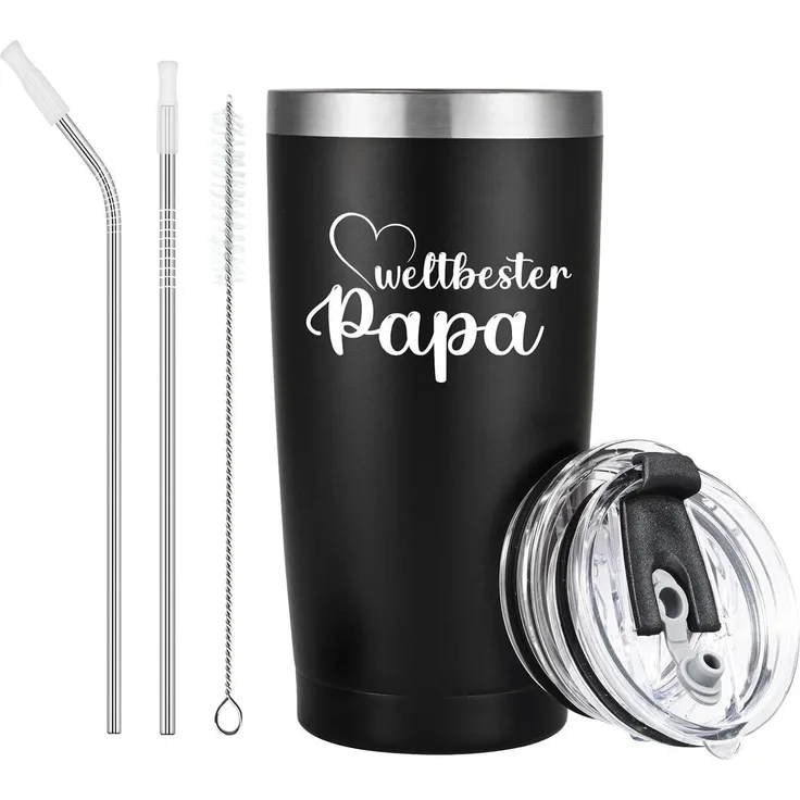 Livole Papa Geschenk Vatertag Tasse 600ml Isolierter Edelstahl Thermobecher