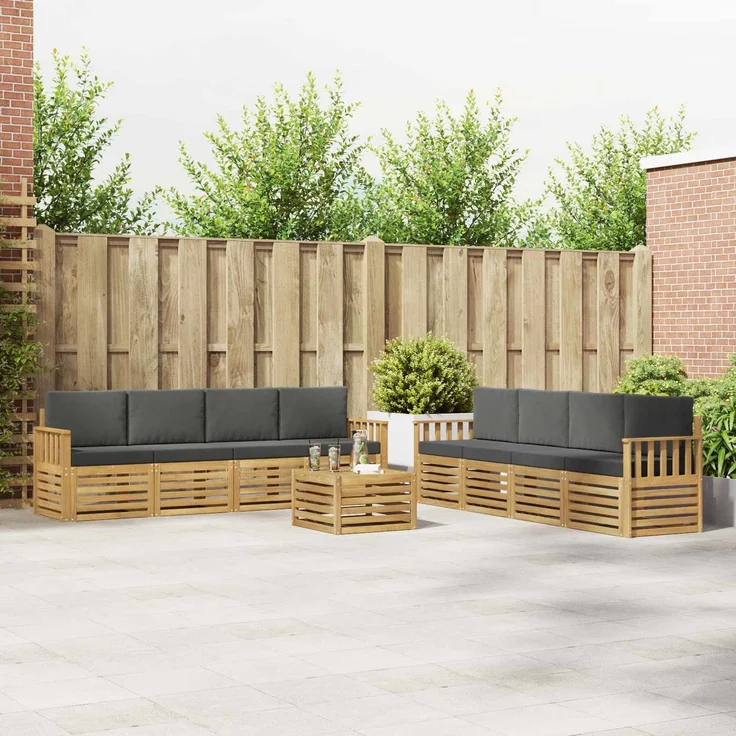 vidaXL Outdoor-Sofagarnitur 9 stk. 8-Sitzer Weiß und Anthrazit 3391587 – Bild 1