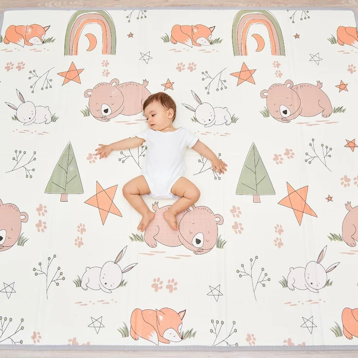 Babymatte Kindermatte Baby Spielmatte 180 x 200 x 1. 5cm. Wendefähige und ungiftige Dicke Faltbare wasserdichte Schaumstoff Kinderteppich. Krabbelmatte Spiel-Teppich Bodenmatte Kinder-Matte Großformat