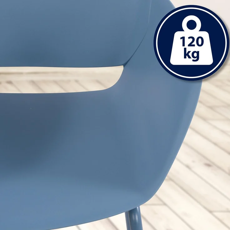 CLP Sitzgruppe Velvena Set Tisch Velva Stühle Alpena wetterfest und UV-beständig,blau 2 Stühle – Bild 5