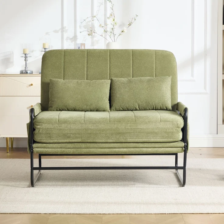 ZUBALIYA Schlafsofa 85x92 cm, mit Stauraum, mit Chenille - Bezug, mit breiten Armlehnen, mit Schaumstoffpolsterung, Schwarz – Bild 9
