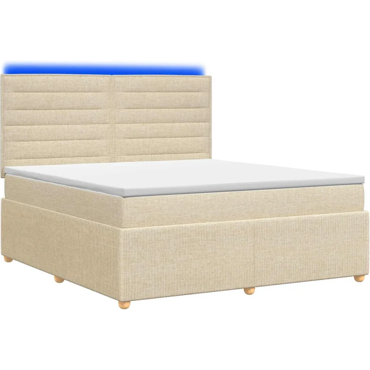 vidaXL LED Boxspringbett mit Matratze Creme 180 x 200 cm Stoff 3455914 – Bild 2