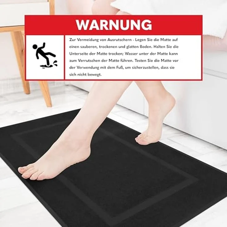HAMMETEX Badematte Hotelmatte, Duschvorleger, 51 x 86 cm, Höhe 5 mm, beidseitig nutzbar, Baumwolle, rechteckig, 2-teiliges Set, einfarbig, 900 g/m², 100% Baumwolle – Bild 3