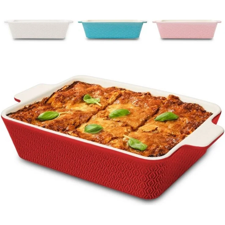 Praknu Auflaufform Auflaufform Groß aus Keramik - Extra Hoher Rand - Für Lasagne, – Für, Porzellan - Keramik, (1-St), Für 4 Personen Lasagne, Tiramisu & Auflauf - Hoher Rand - Rechteckig – Bild 4