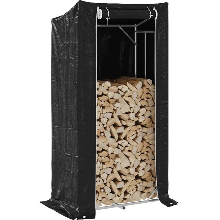vidaXL Brennholzregal mit Regenschutz 100x60x200 cm Verzinkter Stahl 4104949 – Bild 1