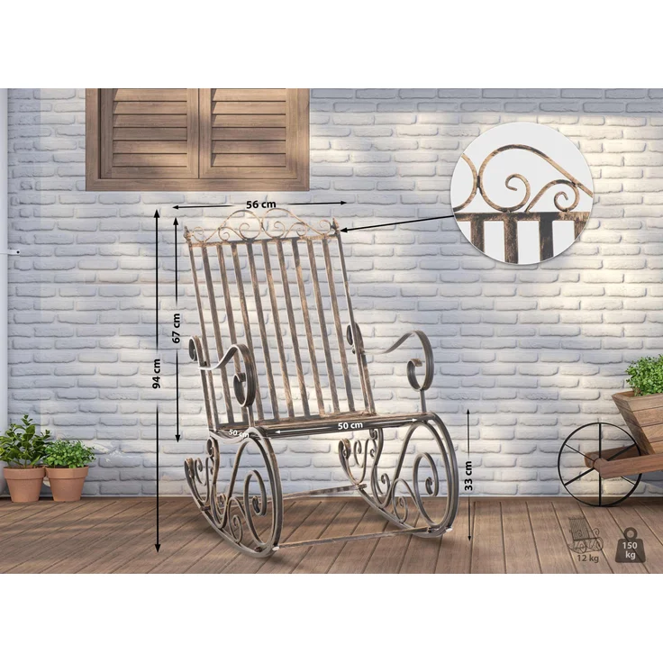 CLP Schaukelstuhl Relaxstuhl Smilla, wetterfest für Garten, Metallgestell,bronze – Bild 3