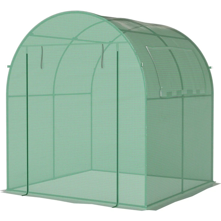 Wohnora-3,24 m² großes Gartentunnelgewächshaus, Rolltür und -fenster, PE-Folie, 180 x 180 x 200 cm, grün,H 2000cm x T 1115cm x B 1800cm – Bild 3