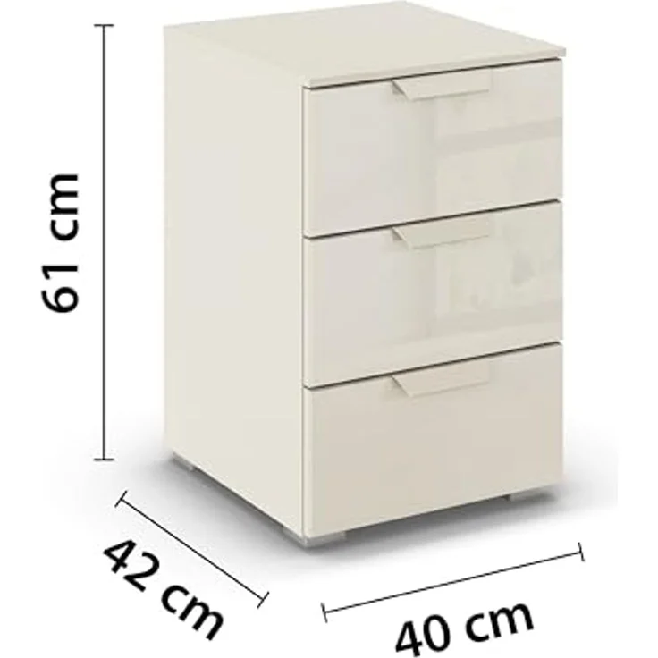 rauch Aditio Box, Nachttisch, 2 Schubladen, mit Glasfront, mit Softclose-Funktion, Farbe Beige, BxHxT 40x61x42cm – Bild 3