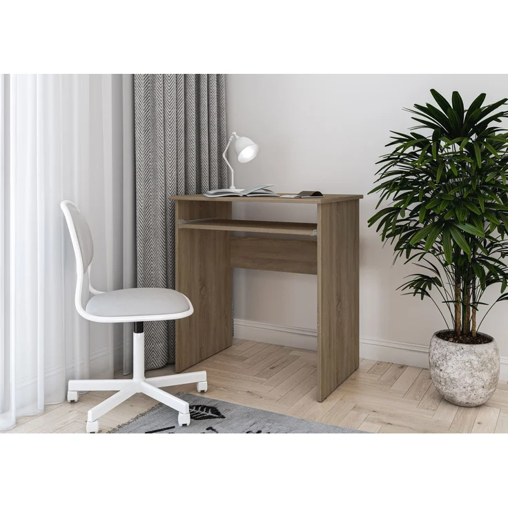 Shefa Line LUNA Schreibtisch Computertisch 68x50x75 cm Sonoma Eiche mit Tastaturauszug – Bild 2