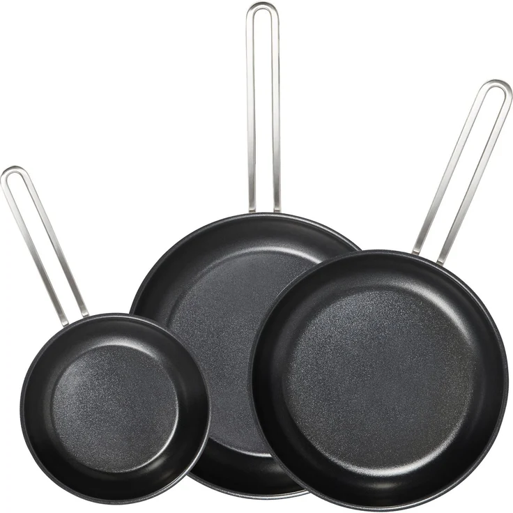 Hanseatic Pfannen-Set DAILY, Edelstahl 18/10 (Set, 3-tlg, 1x Pfanne Ø 20 cm, 24 cm und 28 cm), Bratpfannen mit Antihaftbeschichtung, für alle Herdarten, Induktion – Bild 3