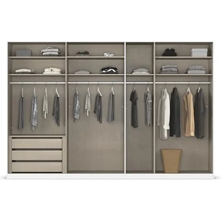 Rauch Möbel Alabama, Kleiderschrank für Schlafzimmer, Kinderzimmer, Wohnzimmer, Garderobe, Flur, 7-türig, Spiegel, mit Zubehör Premium, Farbe Eiche Sonoma, Holz, Breite 315 cm – Bild 6