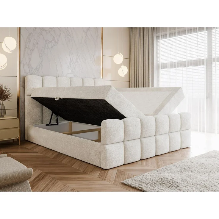 Compleo Boxspringbett Wolkenbett mit zwei Bettkästen, Bezug: Bouclé, Designer Bett – Bild 4