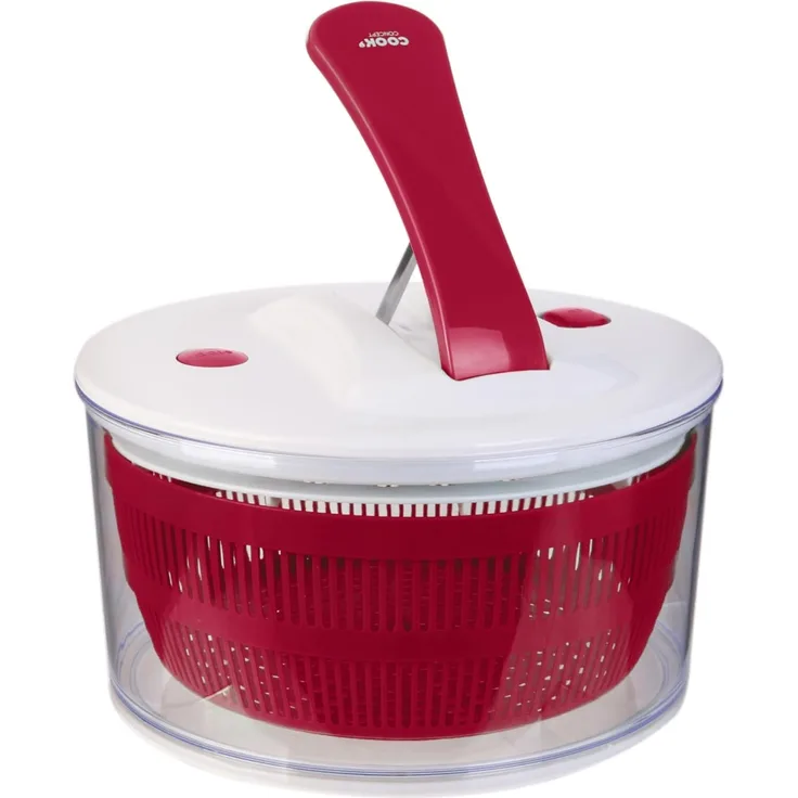 COOK CONCEPT M&Hong Easy Make - KM4071 - Salatschleuder mit Kunststoffkolben - Farbe: Schwarz/Rot/Gelb/Grün - 23 x 23 x 16,5 cm