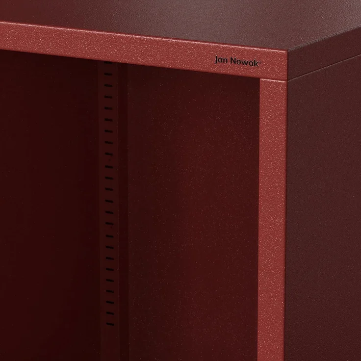 Jan Nowak Bücherregal Metall - Mario | Stabiles Regal Industrial mit 4 höhenverstellbaren Einlegeböden (4x30 kg) und Wandmontage | Hochregal Glitzernd, Regal Schmal | 50 x 180 x 35 cm | Rot – Bild 6