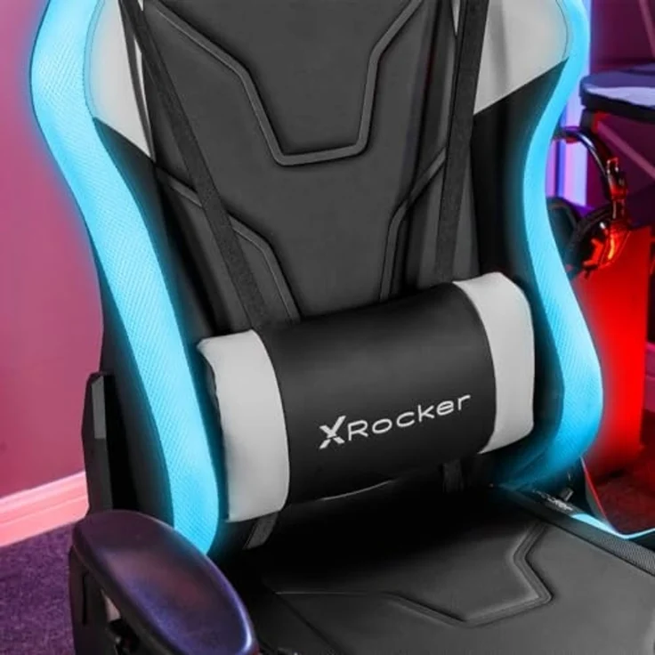 X Rocker Agility eSports Gaming-Bürodrehstuhl mit LED-Beleuchtung & App-Steuerung - schwarz/weiß – Bild 5
