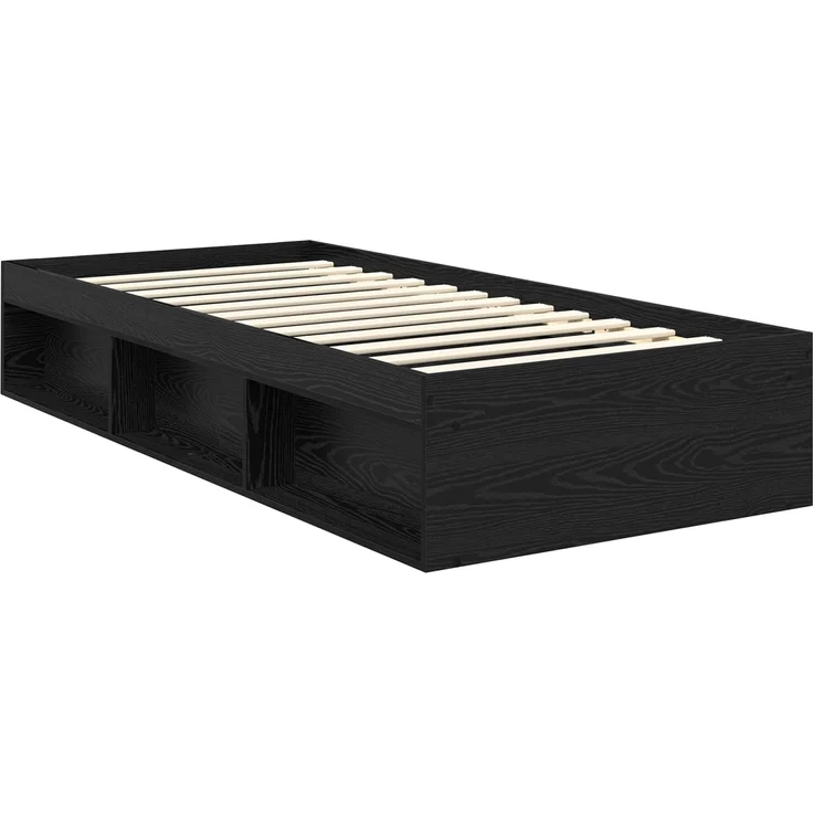 vidaXL Bettrahmen Schwarz 75 x 190 cm Massives Kiefernholz 3411472 – Bild 4