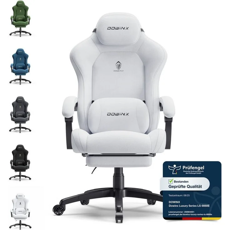 Dowinx Gaming-Stuhl Atmungsaktiver und Ergonomischer Bürostuhl aus Mikrofaser-Velours (Packung), Weiches Sitzgefühl, Verstellbarer Schreibtischstuhl mit Fußstütze