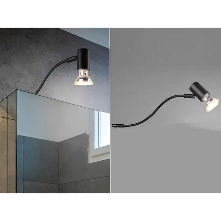Badezimmerlampe GIADA in Schwarz für Spiegelschrank mit schwenkbarem Spot