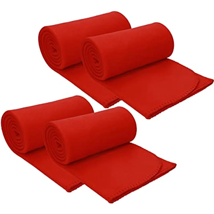 Wohndecke 4 Stück Fleecedecken Kuscheldecken Größe 130x170 cm Farbe rot, Betz – Bild 2