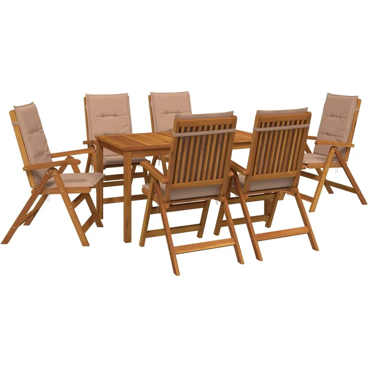 vidaXL 7-Piece Garden Dining Set 6-Sitzer Taupe Massivholz Akazie 3434563 – Bild 2