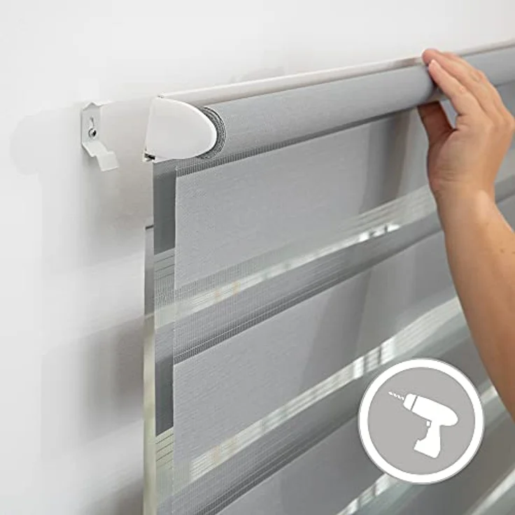 Lichtblick Sonnenschutzsysteme GmbH Doppelrollo Kopenhagen 55 cm x 150 cm (BxL) Grau modernes Duo Rollo; Klemm- und schraubbar; Lichtdurchlässig und blickdicht – Bild 7