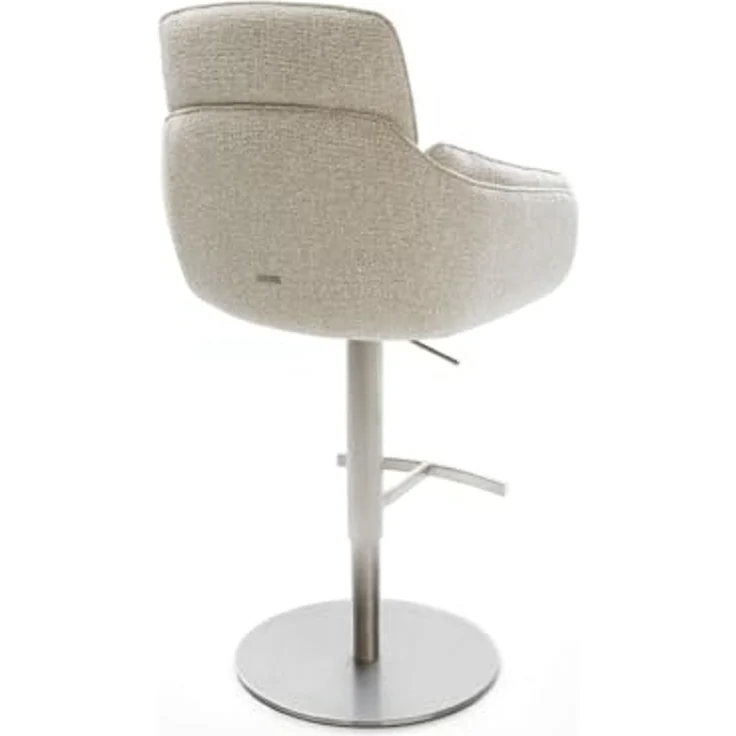 Barstuhl Luan-Flex Webstoff Soft Beige Drehfuß höhenverstellbar Edelstahl Silberfarben – Bild 6