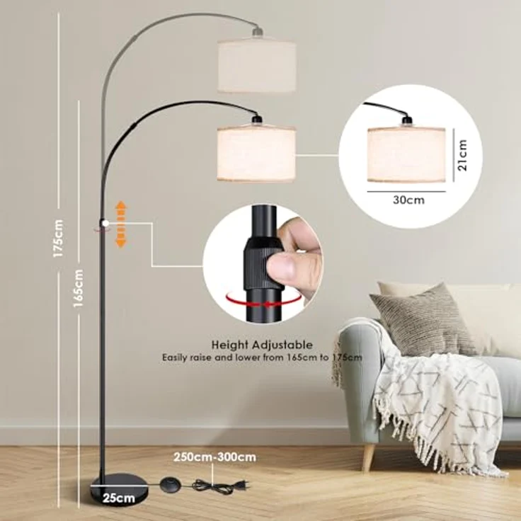 CCLIFE Bogenlampen Bogenlampe Stehlampe LED E27 Bogenleuchte Wohnzimmer – Bild 7