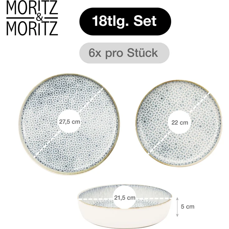 Moritz & Moritz ALHAMBRA Geschirrset 18tlg, 6 Personen, Blau – Bild 2
